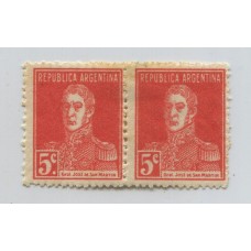 ARGENTINA 1924 GJ 599d PAREJA DE ESTAMPILLAS NUEVAS CON GOMA VARIEDAD CON Y SIN PUNTO U$ 35